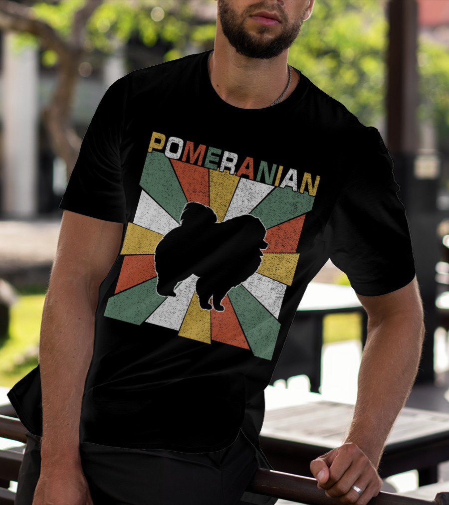 Pomeranian Dogs Retro 70s T-Shirt