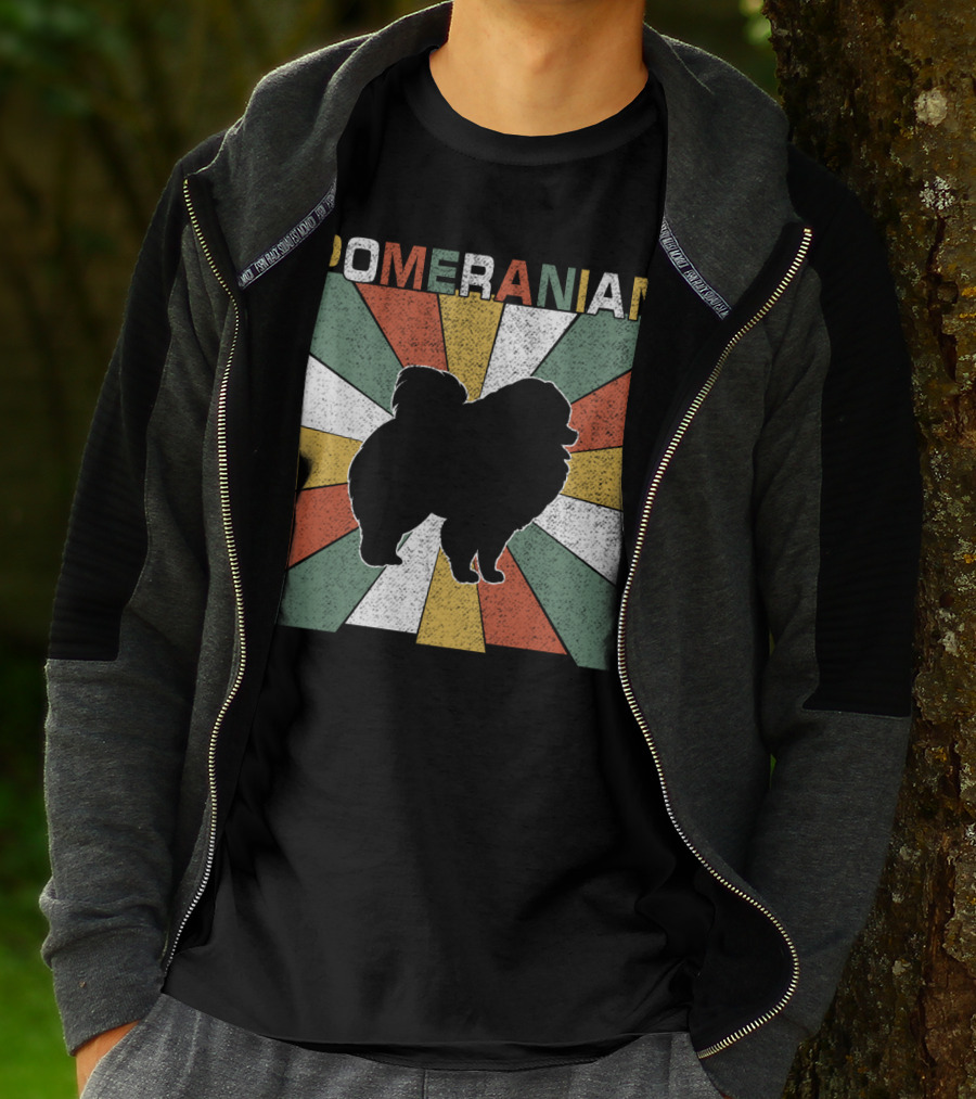 Pomeranian Dogs Retro 70s T-Shirt