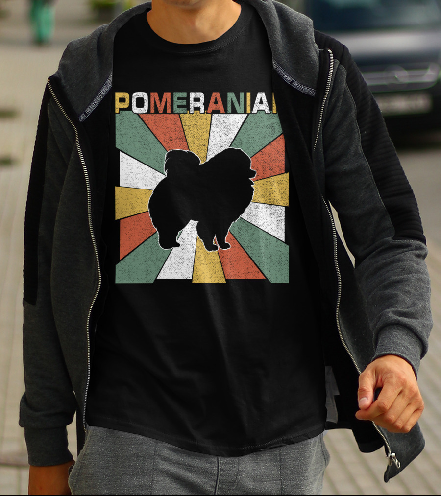 Pomeranian Dogs Retro 70s T-Shirt