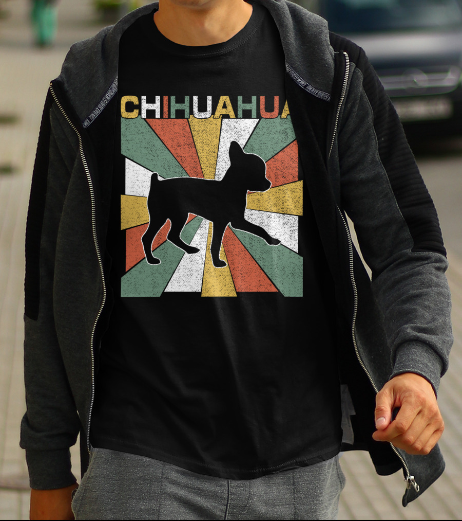 Chihuahua Retro 70s Vintage Silhouette Burst T-Shirt