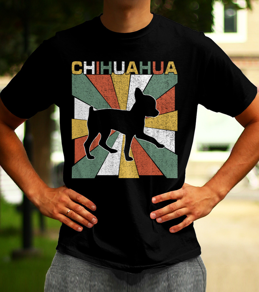Chihuahua Retro 70s Vintage Silhouette Burst T-Shirt