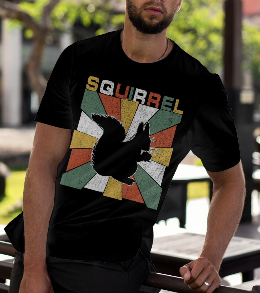 Squirrel Retro 70s Silhouette Vintage Colors T-Shirt