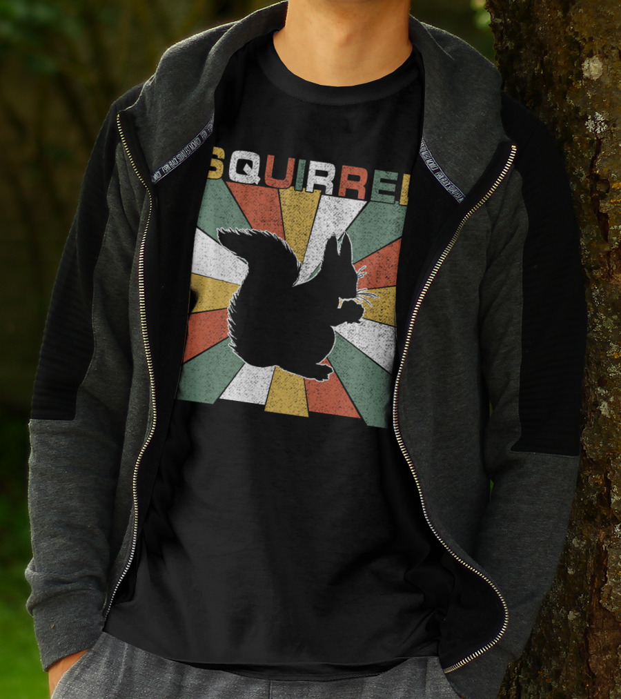 Squirrel Retro 70s Silhouette Vintage Colors T-Shirt