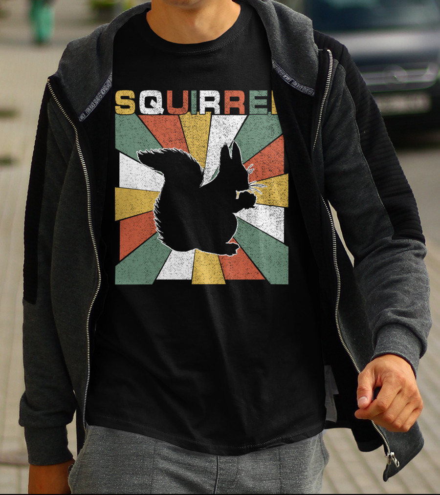 Squirrel Retro 70s Silhouette Vintage Colors T-Shirt