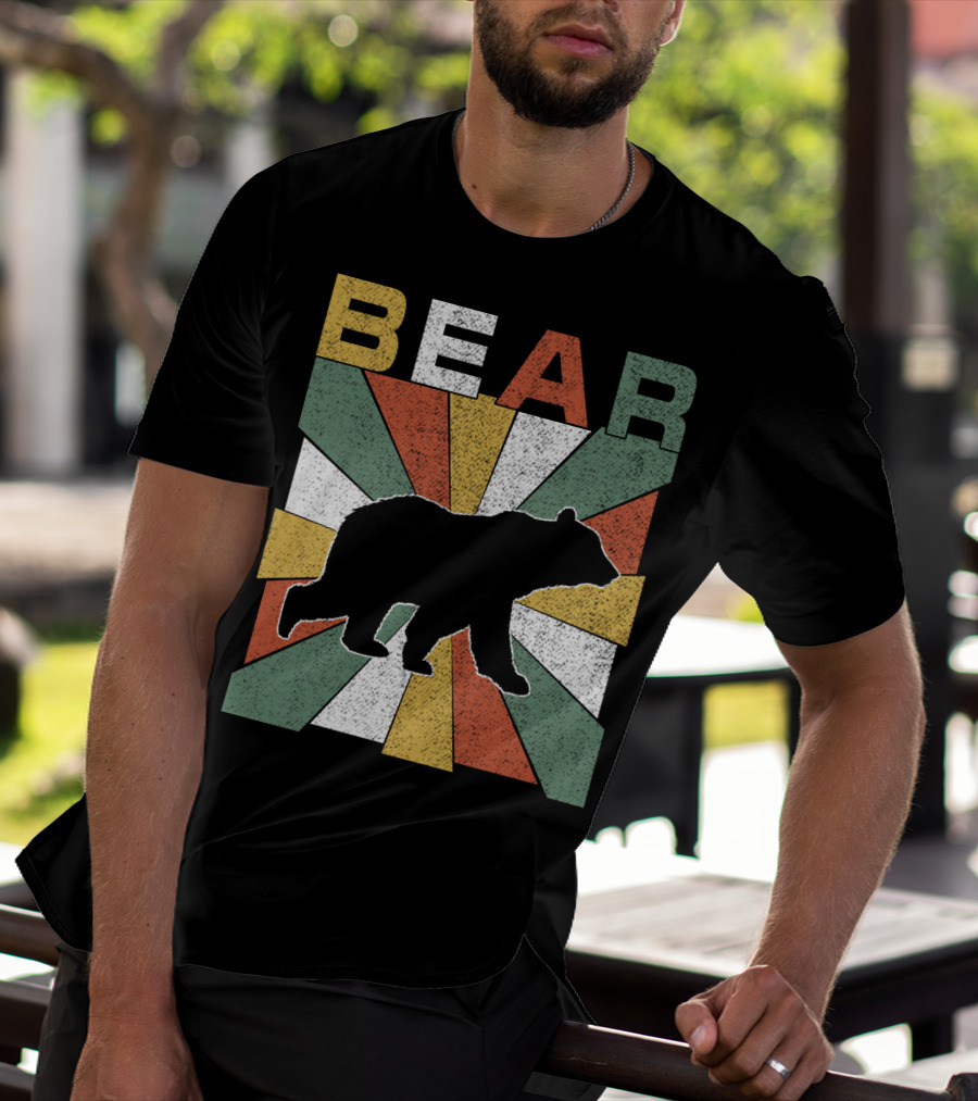 Bear Retro 70s Vintage Silhouette Burst T-Shirt
