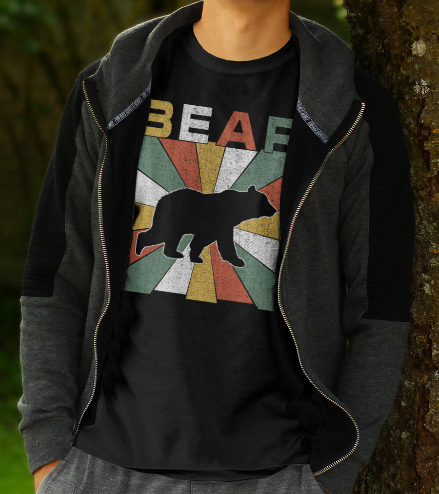 Bear Retro 70s Vintage Silhouette Burst T-Shirt