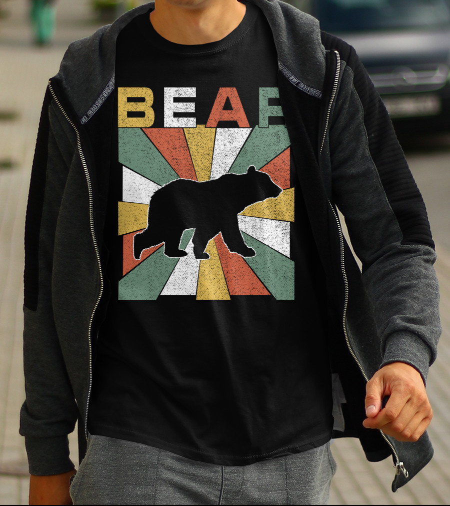 Bear Retro 70s Vintage Silhouette Burst T-Shirt