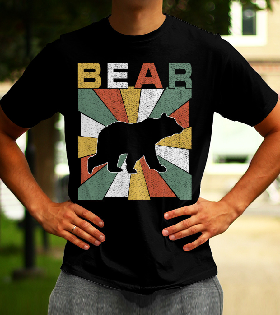 Bear Retro 70s Vintage Silhouette Burst T-Shirt