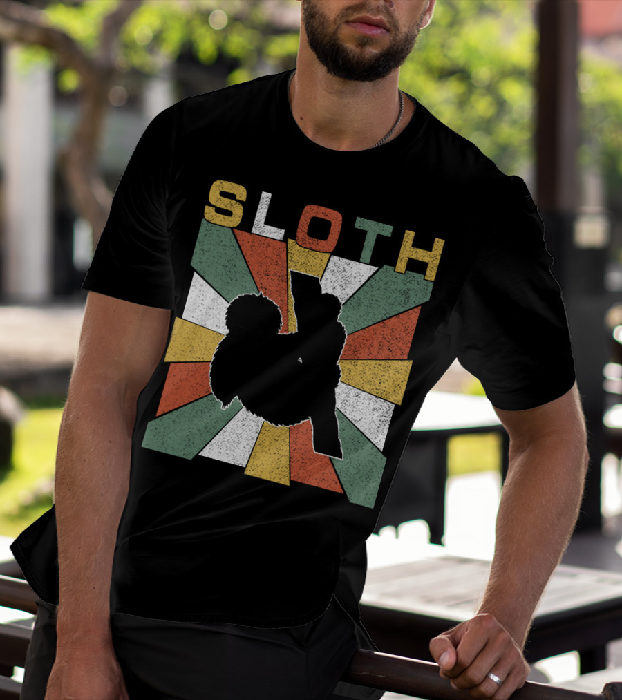 Sloth Retro 70s Vintage Colorful T-Shirt