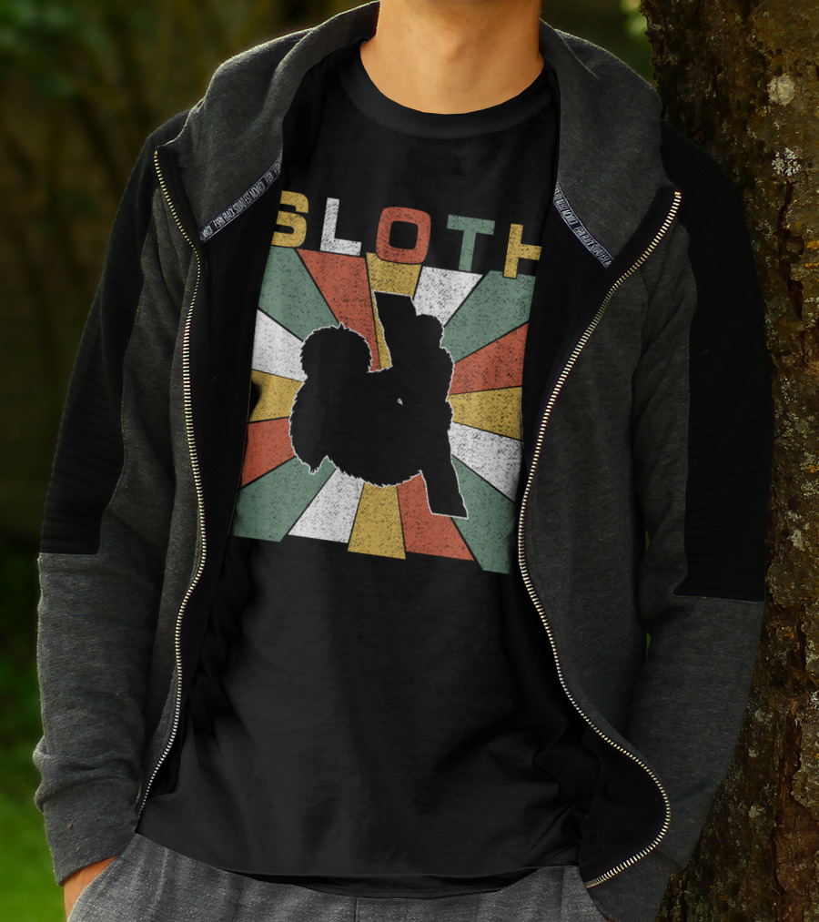 Sloth Retro 70s Vintage Colorful T-Shirt