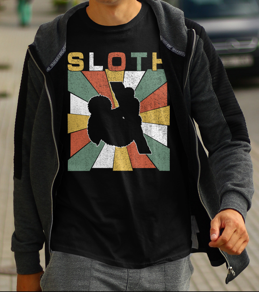 Sloth Retro 70s Vintage Colorful T-Shirt