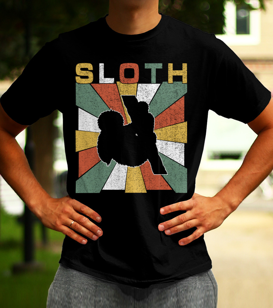 Sloth Retro 70s Vintage Colorful T-Shirt
