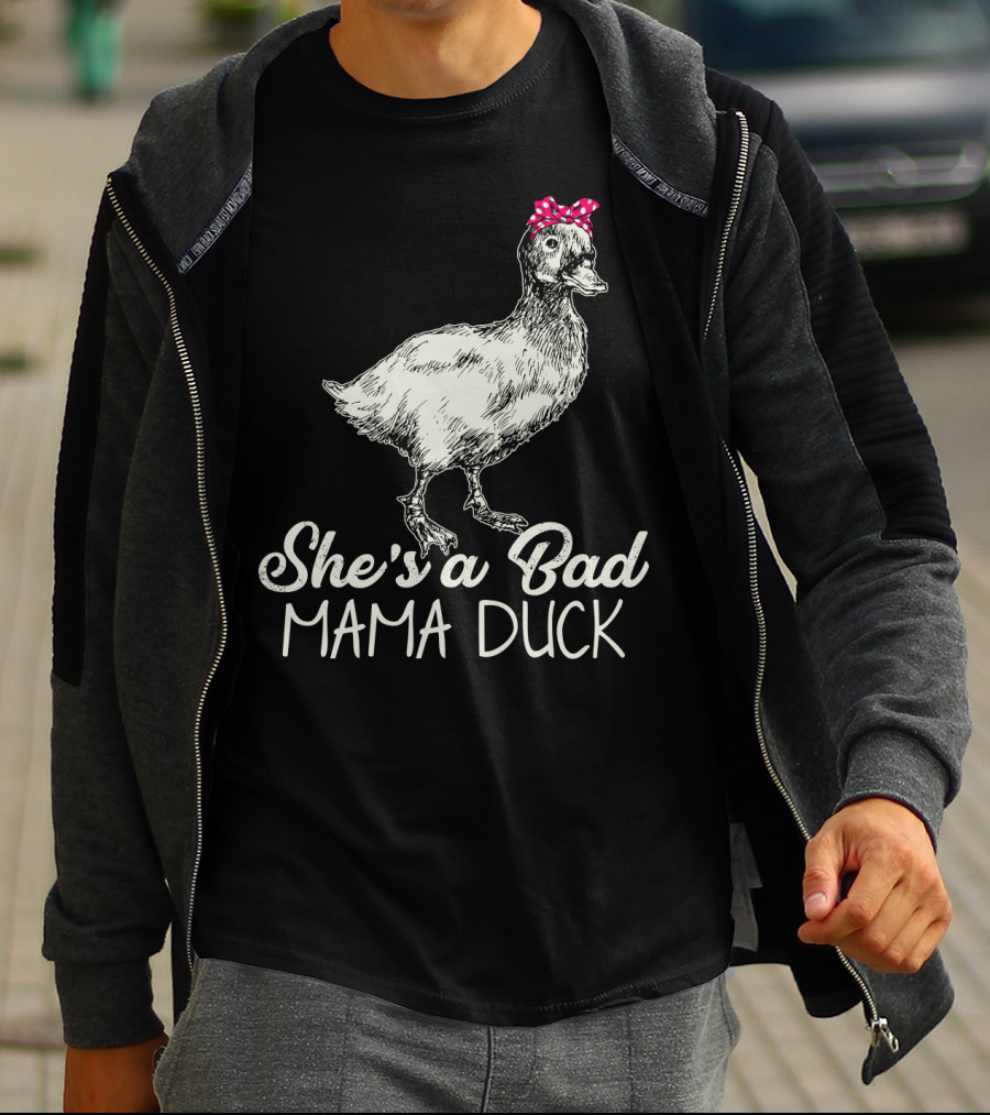 She's A Bad Mama Duck With Pink Bow T-Shirt