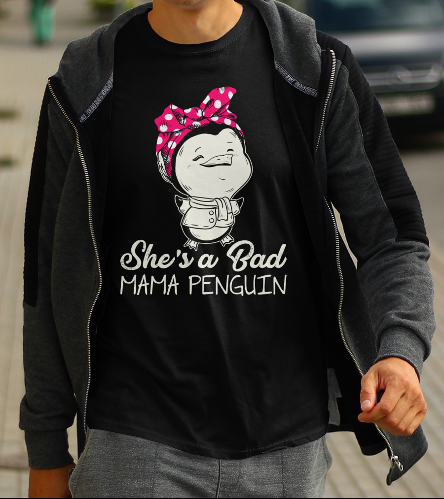 She's A Bad Mama Penguin Rosie The Riveter Parody With Bow T-Shirt