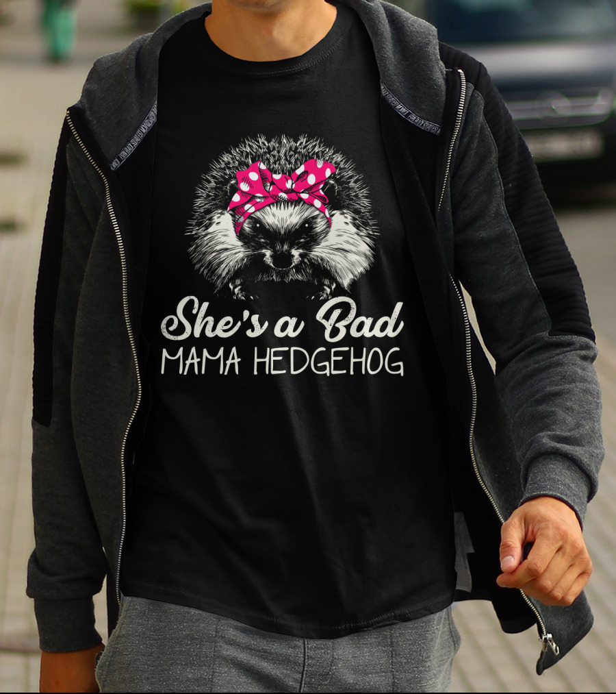 She's A Bad Mama Hedgehog With Polka Dot Bandana T-Shirt