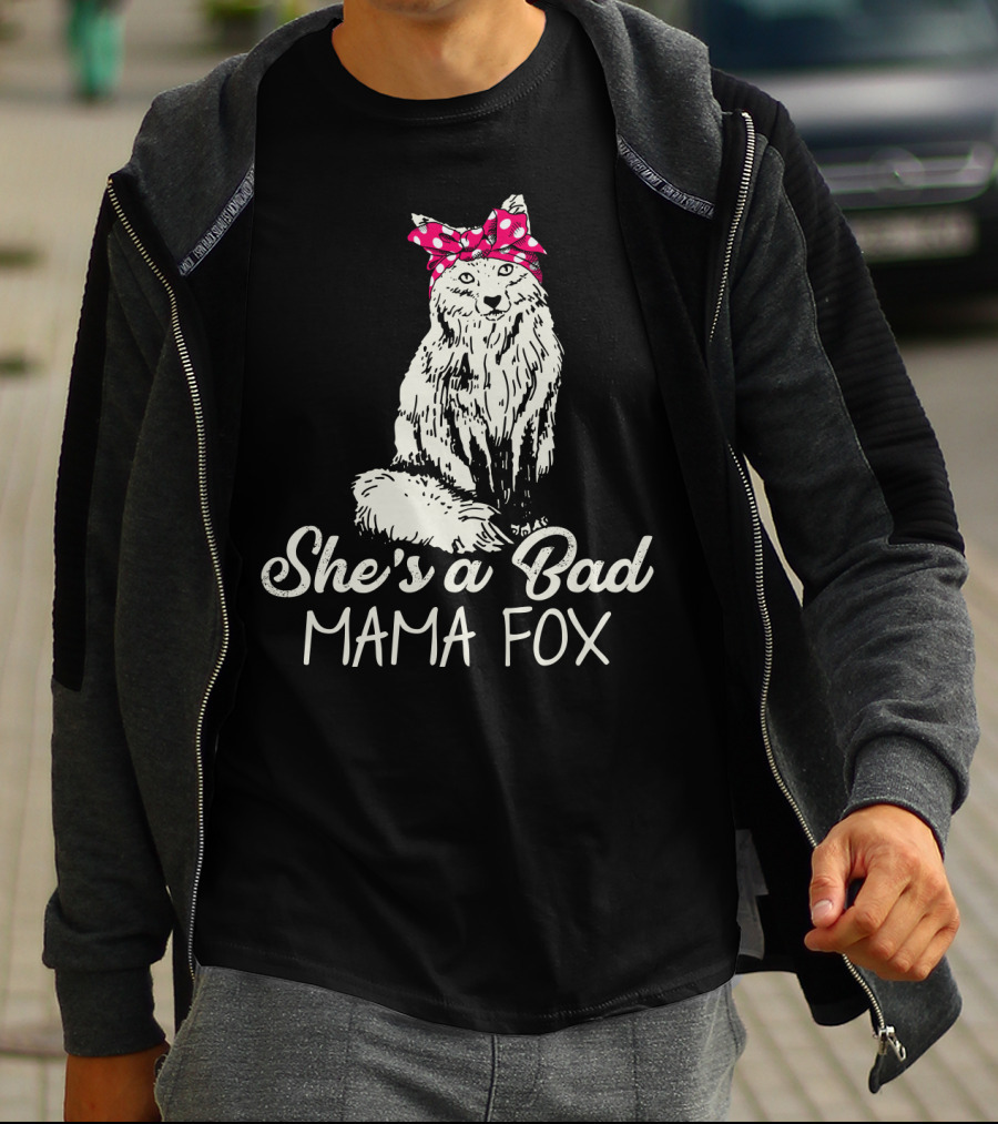 She's A Bad Mama Fox In Red Polka Dot Headscarf T-Shirt