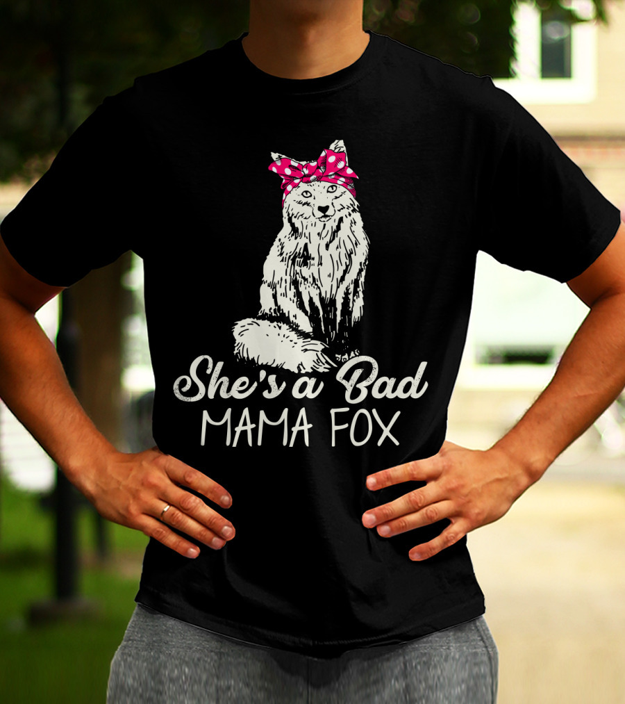 She's A Bad Mama Fox In Red Polka Dot Headscarf T-Shirt