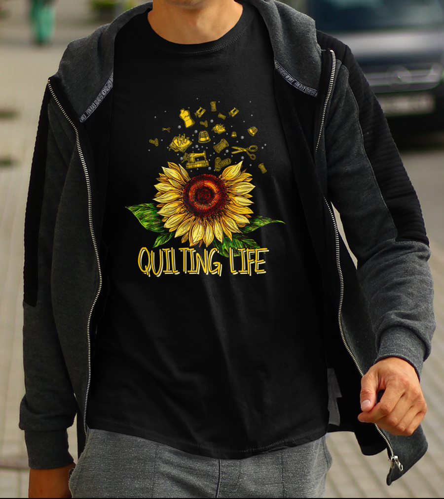 Quilting Life Sunflower With Sewing Tools T-Shirt