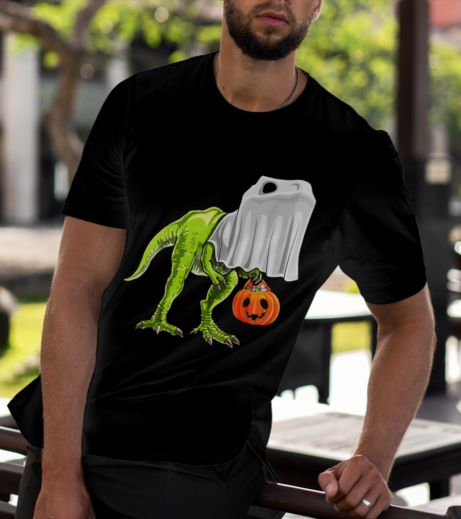 Halloween Rex Dinosaur Ghost Costume Pumpkin T-Shirt