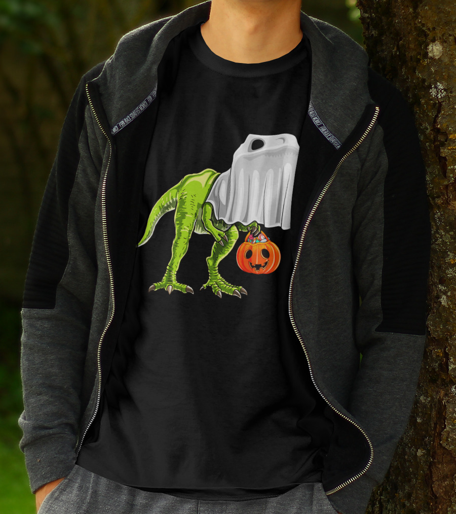 Halloween Rex Dinosaur Ghost Costume Pumpkin T-Shirt