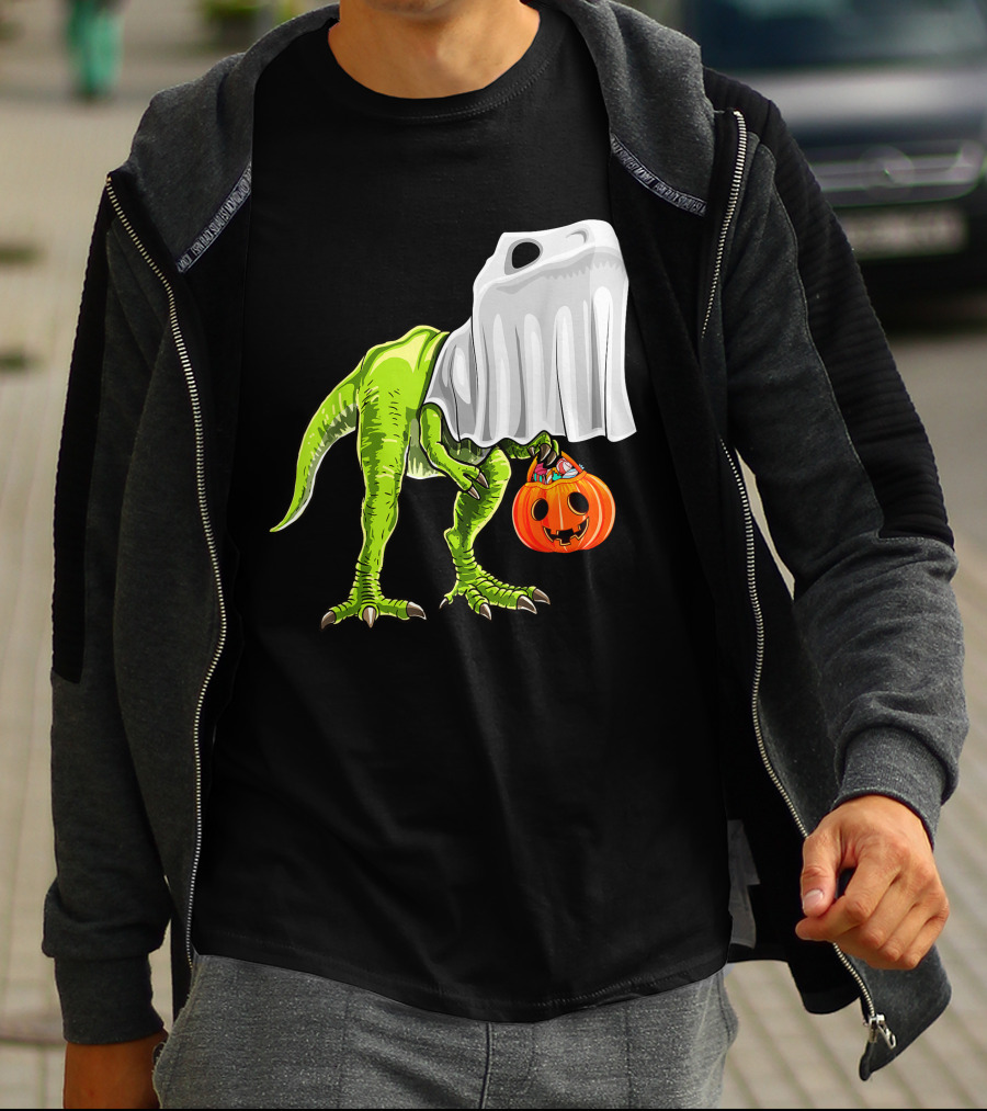 Halloween Rex Dinosaur Ghost Costume Pumpkin T-Shirt