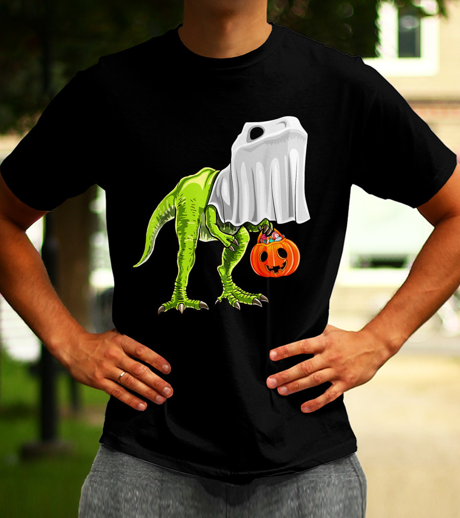 Halloween Rex Dinosaur Ghost Costume Pumpkin T-Shirt