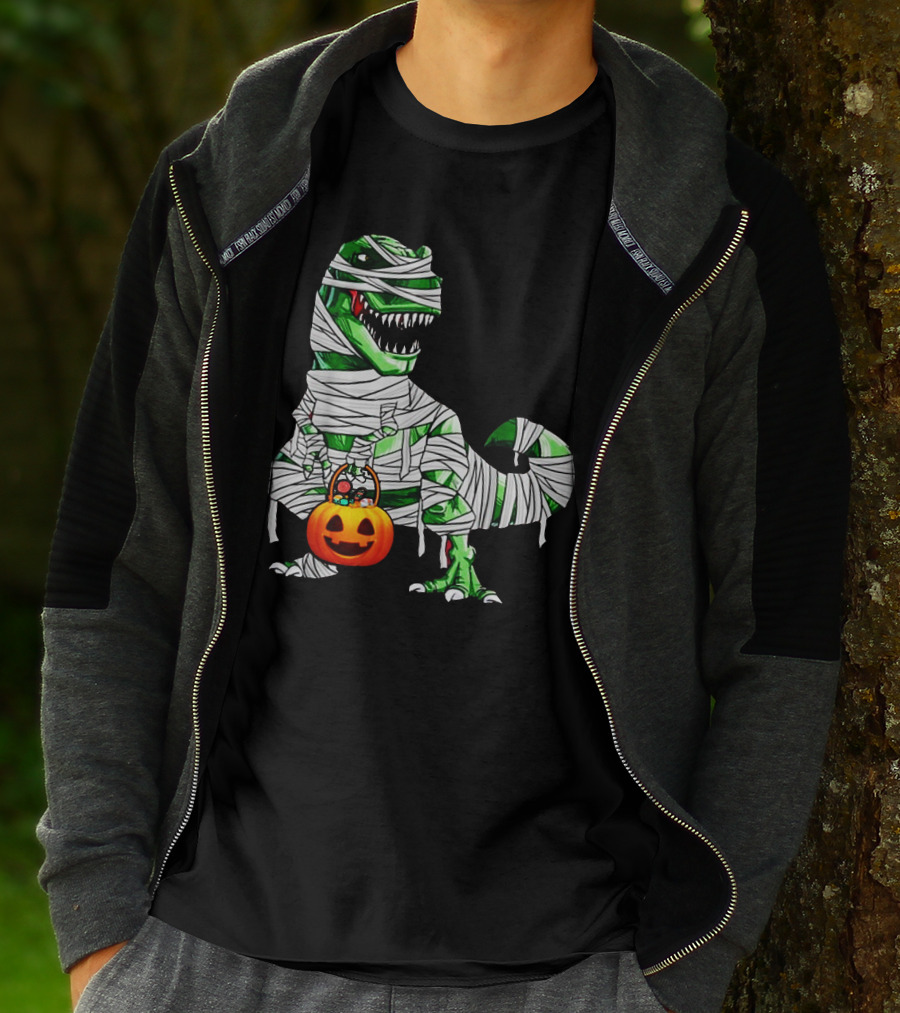 Halloween Pumpkin Mummy Dinosaur T-Shirt