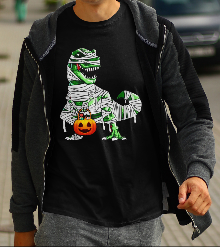 Halloween Pumpkin Mummy Dinosaur T-Shirt