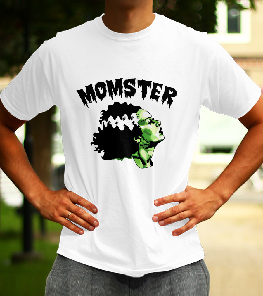 Momster Frankenstein Bride Parody Green Horror Text T-Shirt