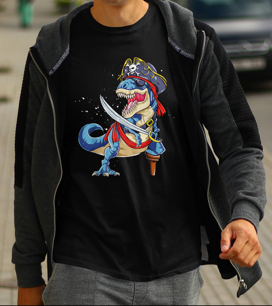 Pirate T-Rex With Sword And Hat T-Shirt