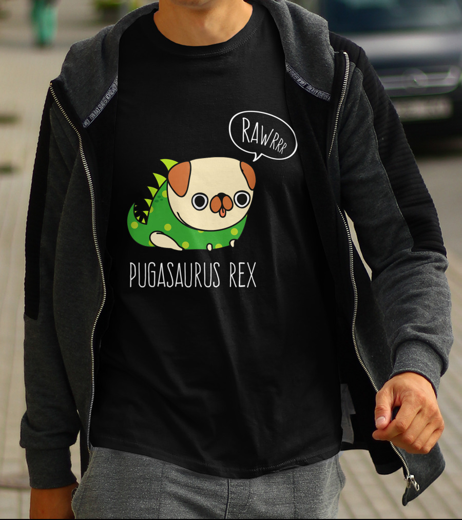 Pugasaurus Rex Pug Dog Halloween Rawrrr T-Shirt