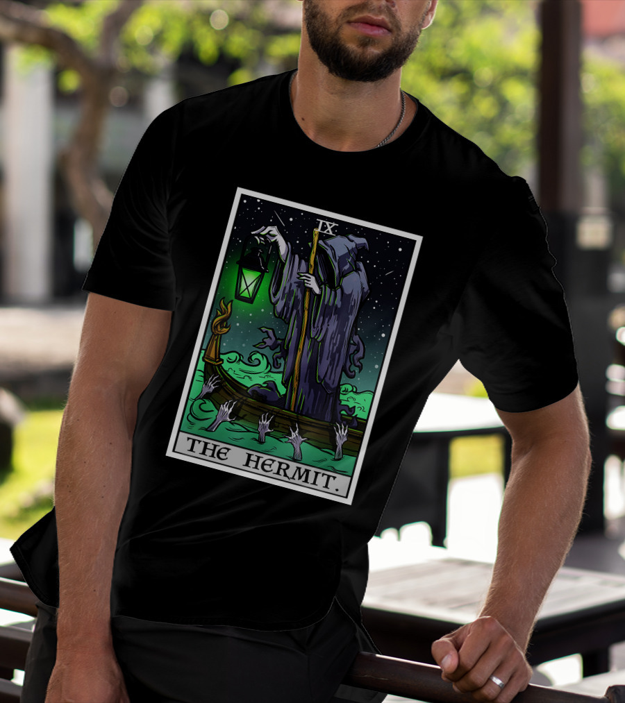 Halloween Grim Reaper Tarot Card The Hermit IX T-Shirt