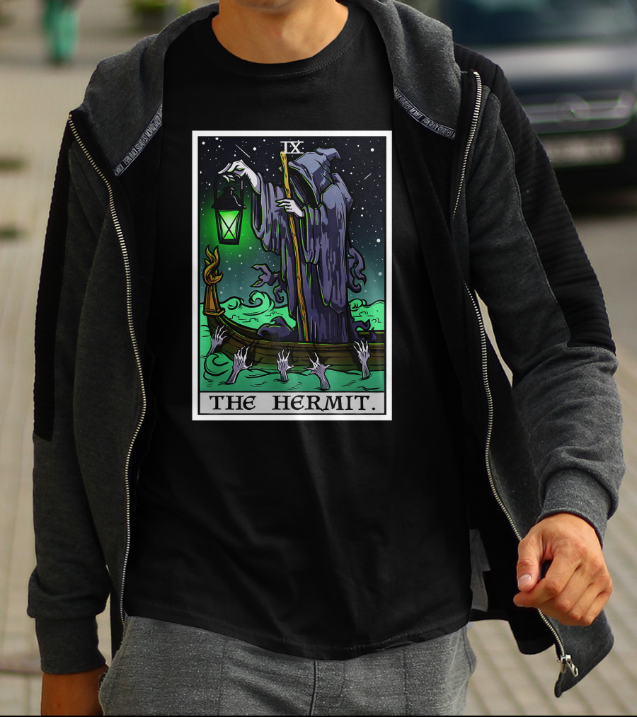 Halloween Grim Reaper Tarot Card The Hermit IX T-Shirt