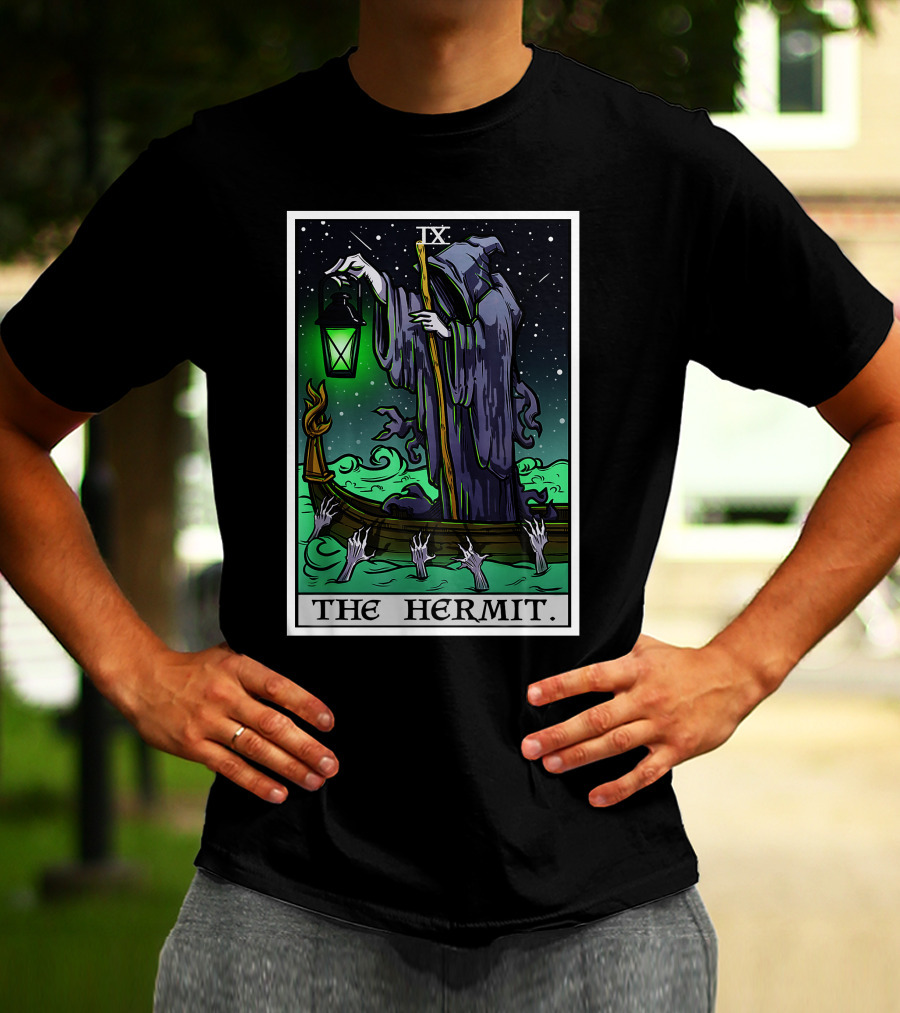 Halloween Grim Reaper Tarot Card The Hermit IX T-Shirt
