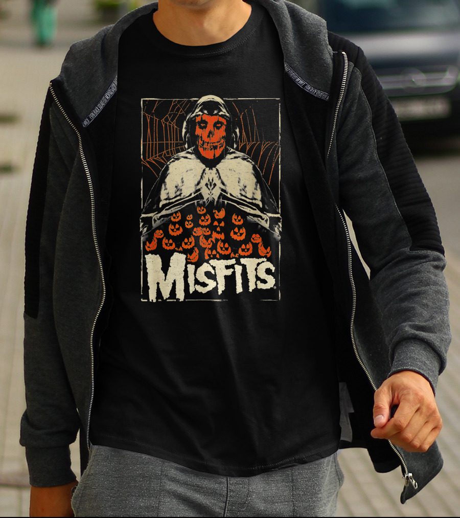 Misfits Halloween Skeleton With Jack O' Lanterns T-Shirt