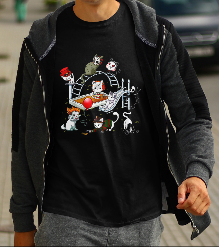 Horror Cats Playground Halloween Icons T-Shirt
