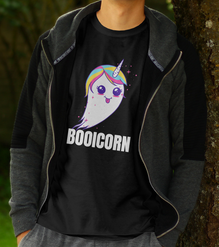 Booicorn Cute Ghost Unicorn Girls Clothes T-Shirt