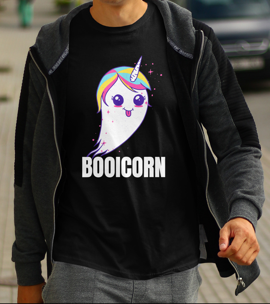 Booicorn Cute Ghost Unicorn Girls Clothes T-Shirt