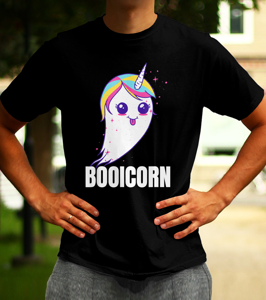 Booicorn Cute Ghost Unicorn Girls Clothes T-Shirt
