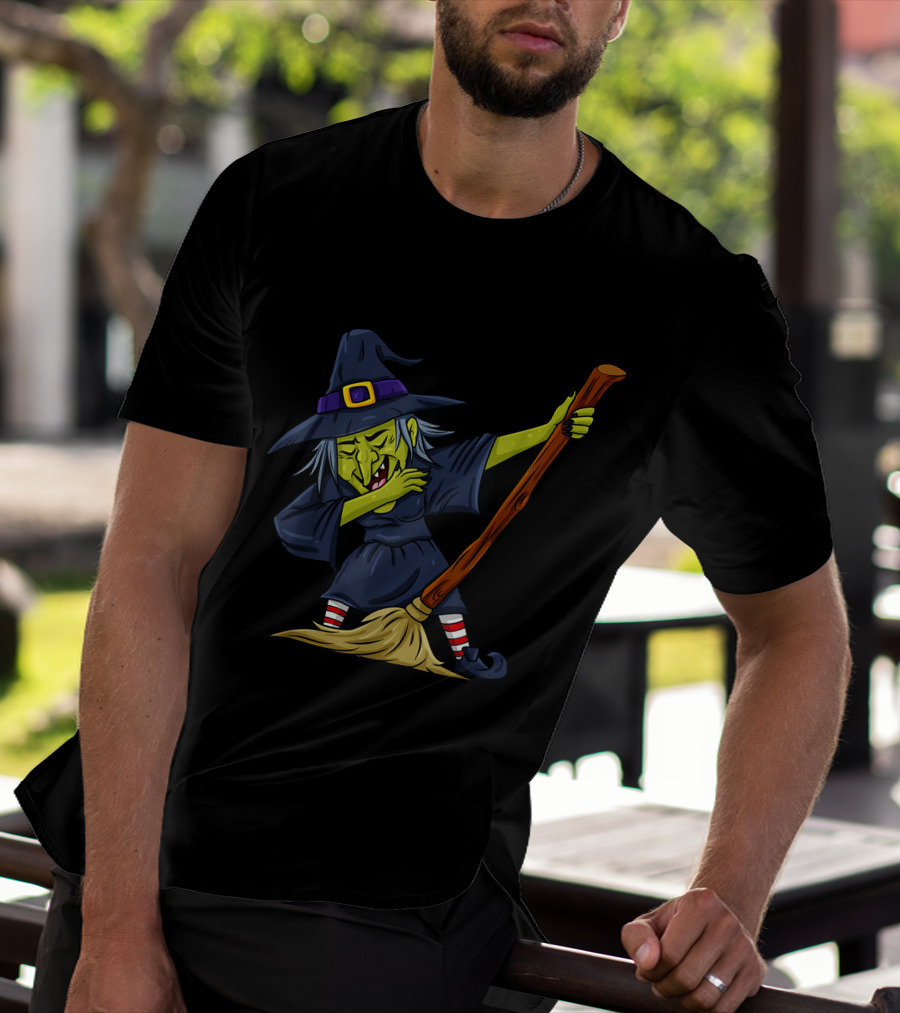 Halloween Witch Broomstick Dab Funny Dance T-Shirt