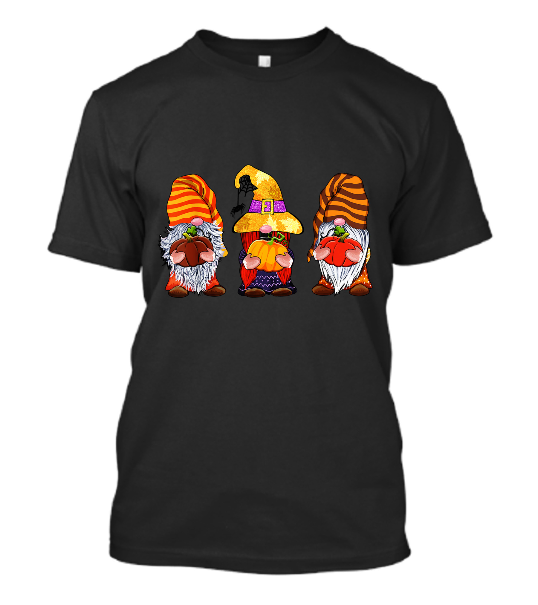 Cute Halloween Gnomes Autumn Pumpkins Cozy Fall Holiday T-Shirt