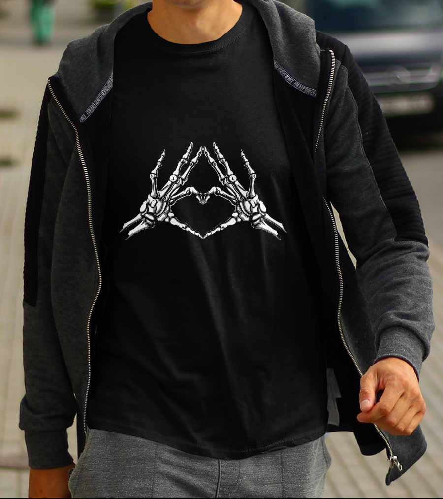 Skeleton Hand Heart Gesture T-Shirt