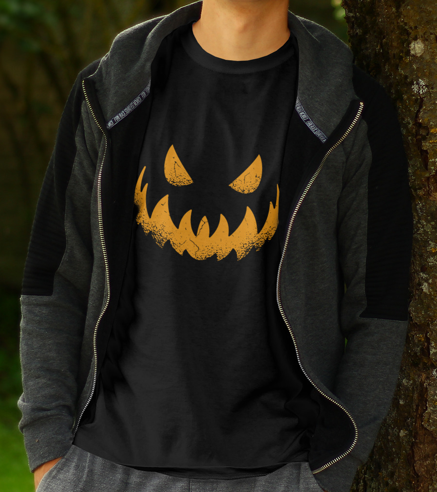 Halloween Pumpkin Scary Smiling Jack-O'-Lantern Face T-Shirt
