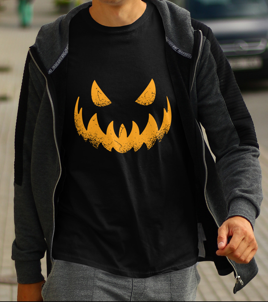 Halloween Pumpkin Scary Smiling Jack-O'-Lantern Face T-Shirt