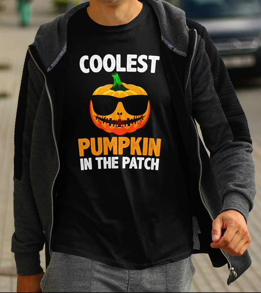 Coolest Pumpkin In The Patch Halloween Sunglasses Jack-O'-Lantern T-Shirt