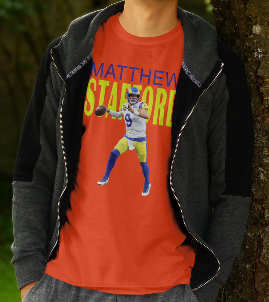 Matthew Stafford Rams Quarterback NFL Football Action T-Shirt