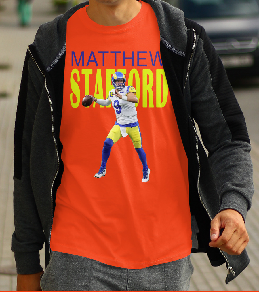 Matthew Stafford Rams Quarterback NFL Football Action T-Shirt