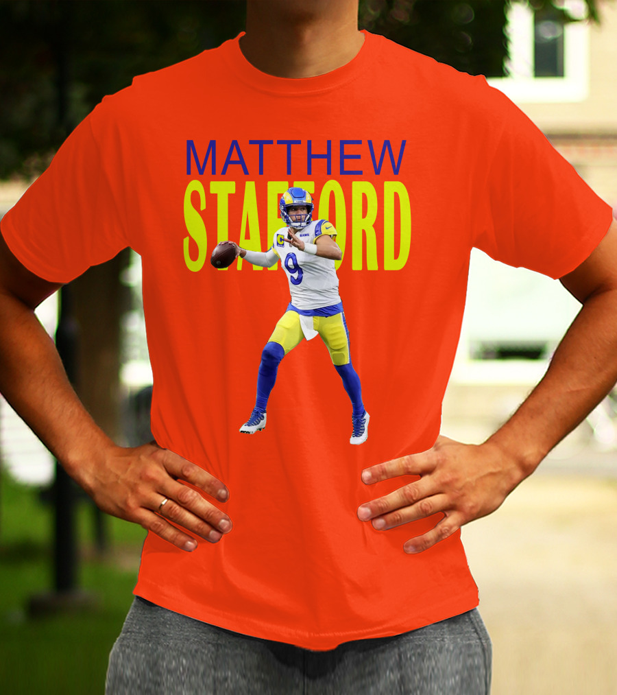 Matthew Stafford Rams Quarterback NFL Football Action T-Shirt