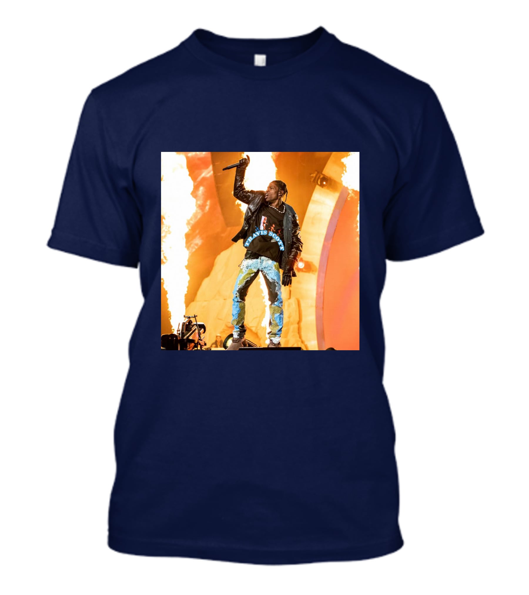 Travis Scott Live Concert Performance With Fire Effects T-Shirt