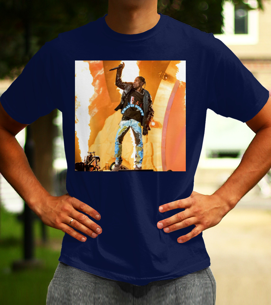Travis Scott Live Concert Performance With Fire Effects T-Shirt